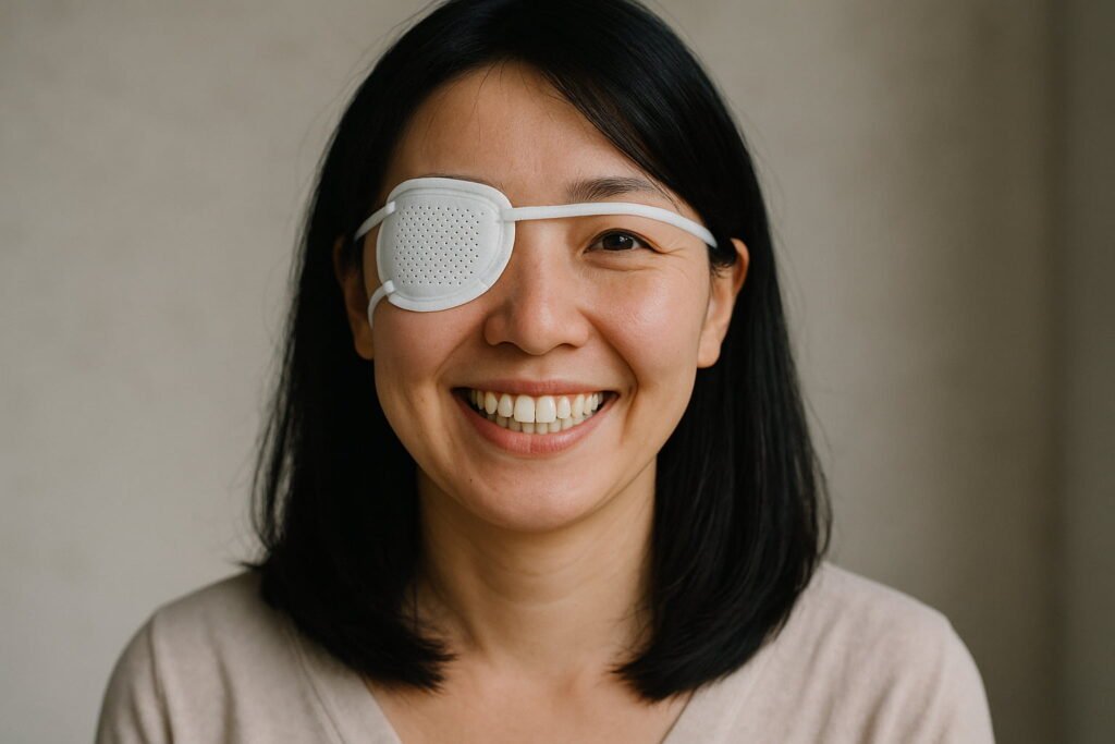 Japanese woman wearing an eyepatch