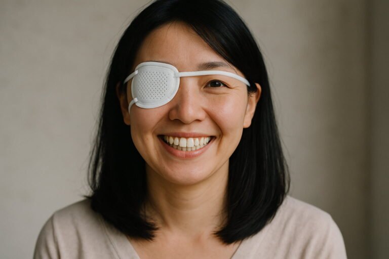 Japanese woman wearing an eyepatch