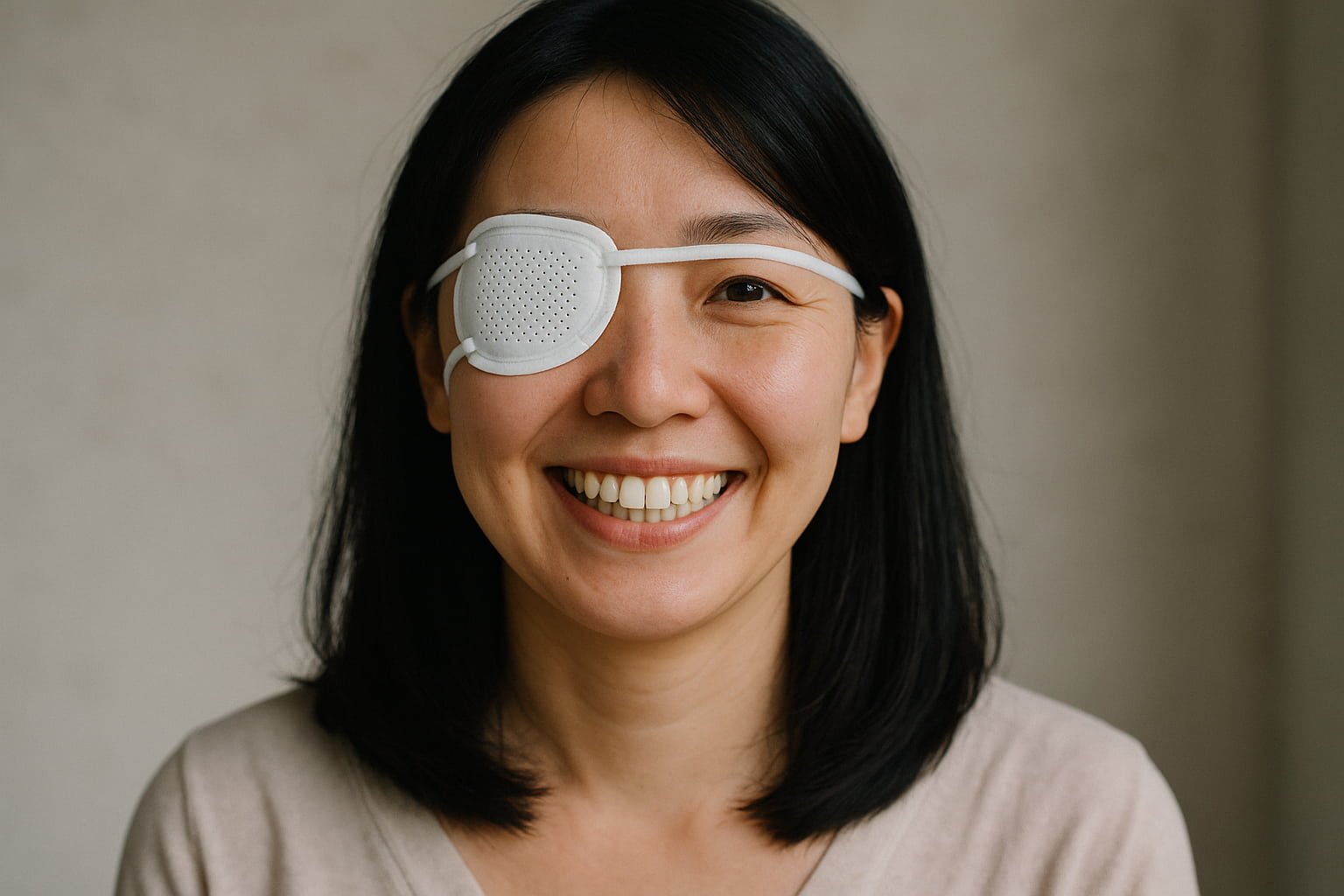 Japanese woman wearing an eyepatch