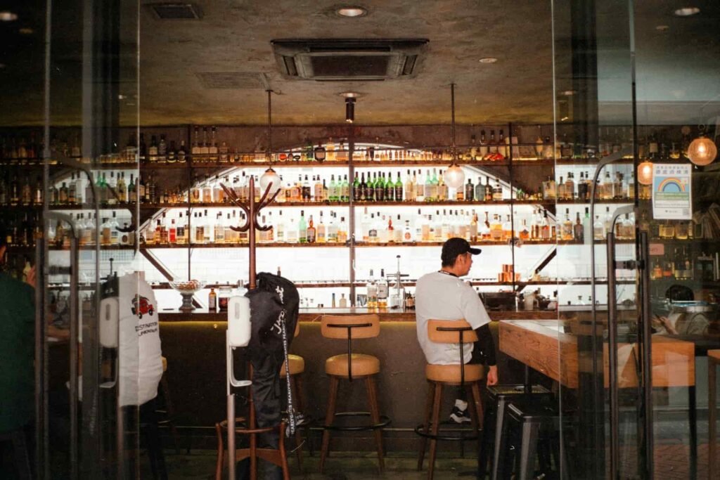 A man sitting in a bar
